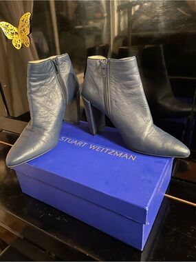 Stuart Weitzman Booties Blue Leather Size 6